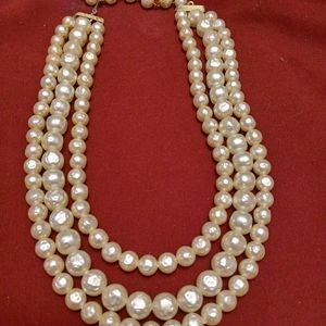Vtg 3-Strand Necklaces  Faux-Lisner Pearl Beads 19